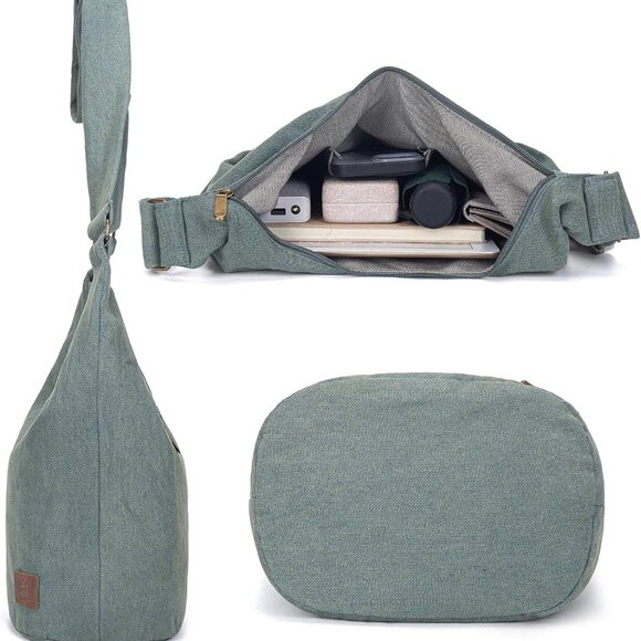 Women Hippie Canvas Crossbody Bag Large Capacity Shoulder Sling Handmade - Picture 5 of 6